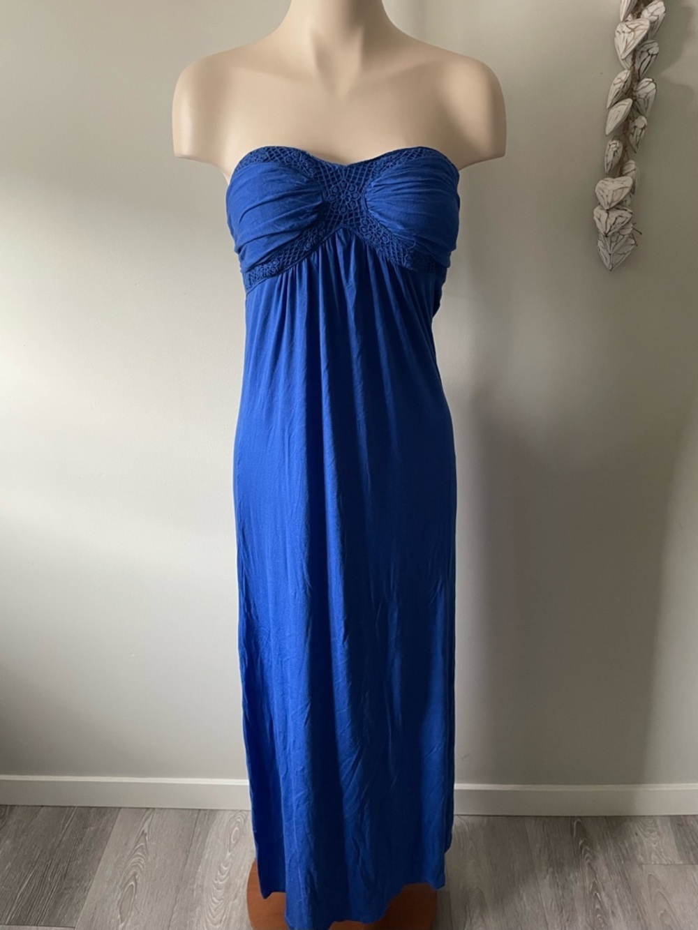 NWT Miss Avenue Strapless Maxi Dress Stretch Royal Cobalt Blue Boho Size Medium